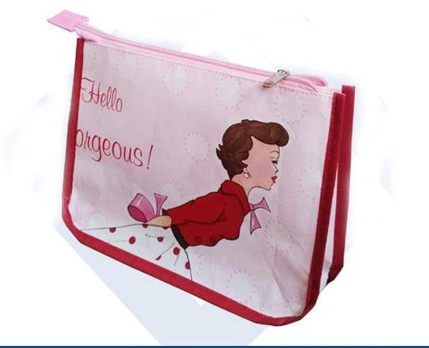 2017 baru produk Reka bentuk sederhana kilang promosi harga poket zip mesra-tahan lama PP bebas ditenun beg kosmetik dengan poket zip